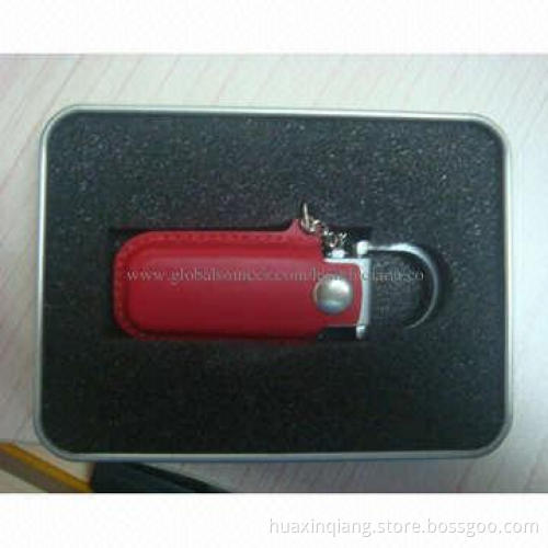 USB Memory Drive, Leather + Metal Materials, 512MB-64GB Capacity, Logo Design, 5-year Warranty, USB